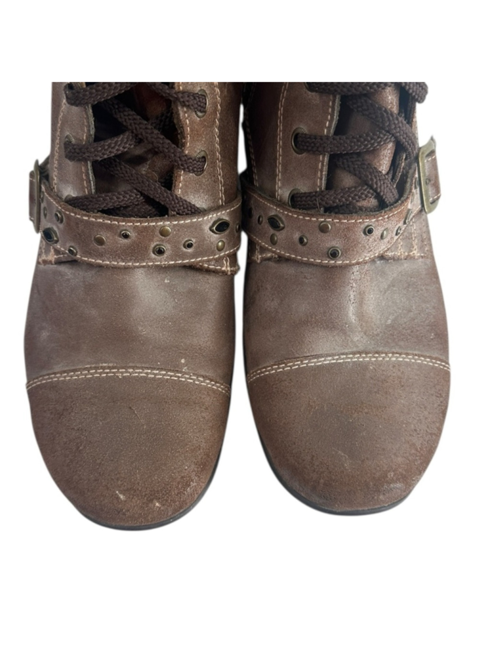 Taos boots cadette 2 Brown Leather Boots studded lace up zipper comfort sz 10 - Picture 2 of 13